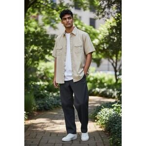 Vintage Gap Safari Linen/Cotton Button Down Shirt Men's XL